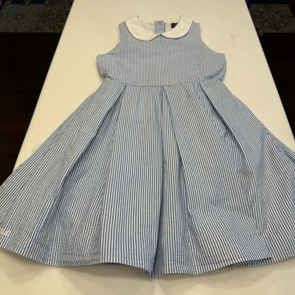 Polo Ralph Lauren Girls Seersucker Dress Blue/white Stripe Fit & Flare Sz 12 - Picture 13 of 14